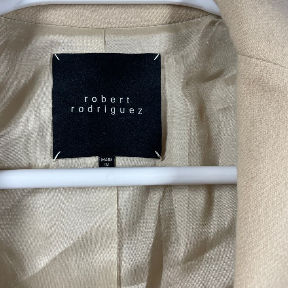 Robert Rodriguez Beige‎ Peplum Ruffle Fitted Crop Boho Blazer Jacket Size 6 - Picture 3 of 5